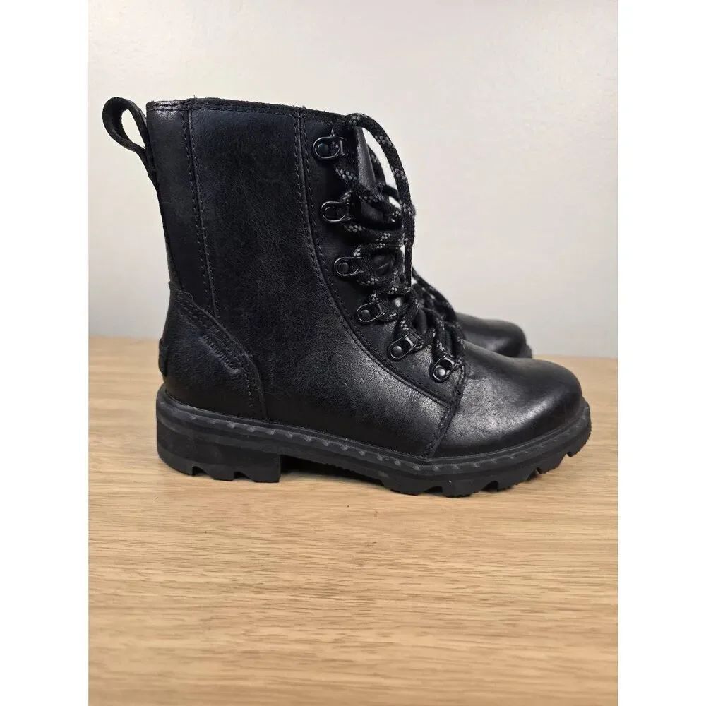 Sorel Lennox Lace Waterproof Leather Ankle Women's Boots Bootie Black Size 6.5